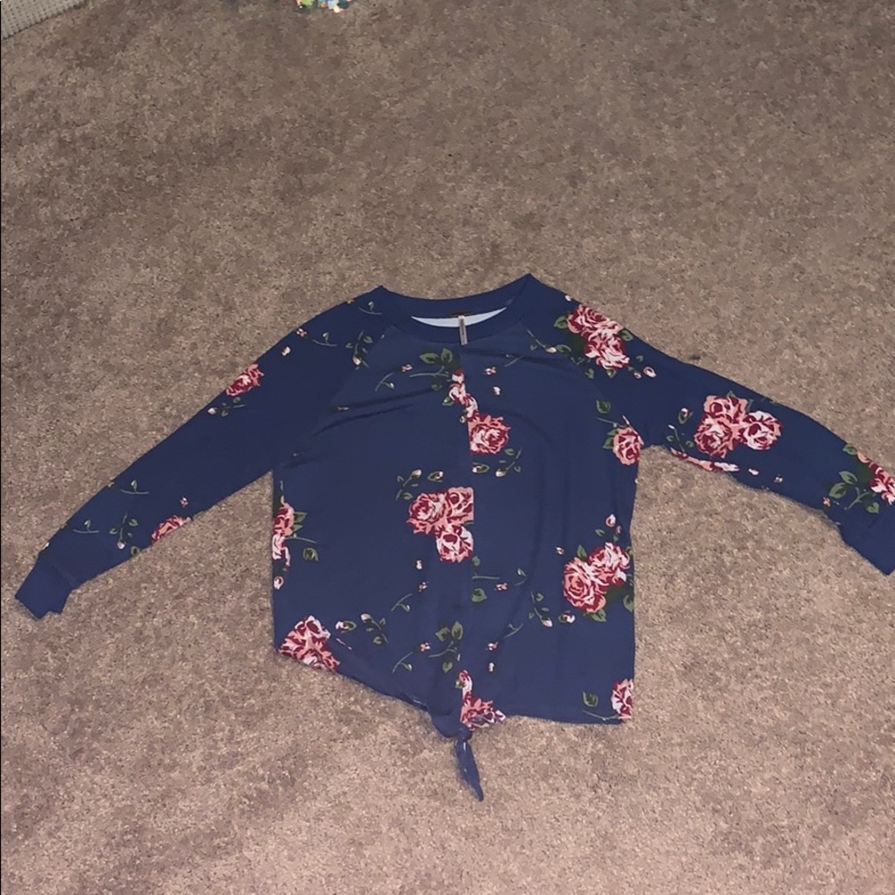 Navy blue, rose tie shirt